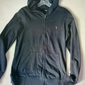 All Saints Black Zip Hoodie Cardigan